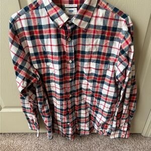Old Navy Red and Blue Casual Button Down Shirt